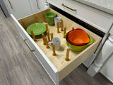 Medium Peg Board (PS-02)  Interior Drawer Dimension Range: Width 24 3/8" - 30 5/16", Depth 15 1/4" - 21 5/16", Minimum Height clearance 6 5/8".