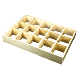 5 Section Adjustable Divider (up to 15 cubicles) organizer insert.  Interior Drawer Dimension Range: Width 12" to 24', Depth 16 1/16" to 21", Height 2" to 6". (G-13)