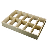 5 Section Adjustable Divider (up to 15 cubicles) organizer insert.  Interior Drawer Dimension Range: Width 12" to 24', Depth 16 1/16" to 21", Height 2" to 6". (G-13)